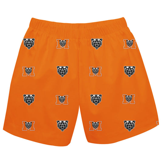 Mercer University Bears MU Boys Game Day Elastic Waist Classic Play Orange Pull On Shorts