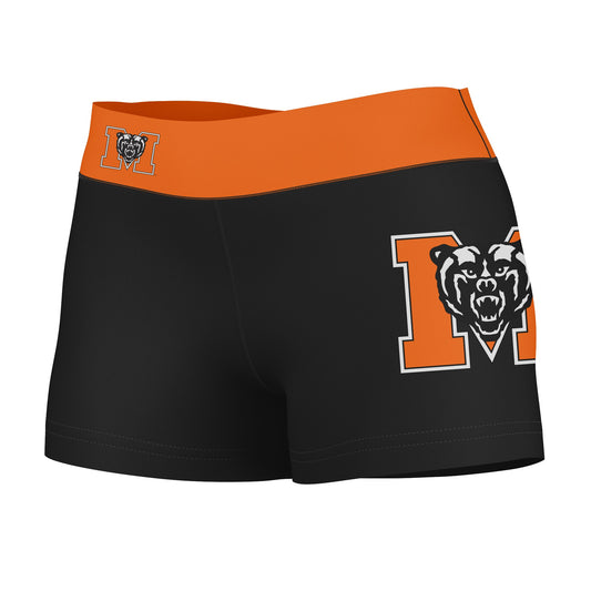 Mercer Bears MU Vive La Fete Logo on Thigh & Waistband Black & Orange Women Yoga Booty Workout Shorts 3.75 Inseam"