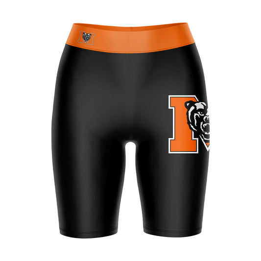 Mercer Bears MU Vive La Fete Game Day Logo on Thigh and Waistband Black and Orange Women Bike Short 9 Inseam"