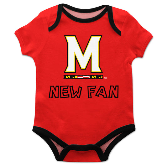 Maryland Terrapins Infant Game Day Red Short Sleeve One Piece Jumpsuit New Fan Logo Bodysuit by Vive La Fete
