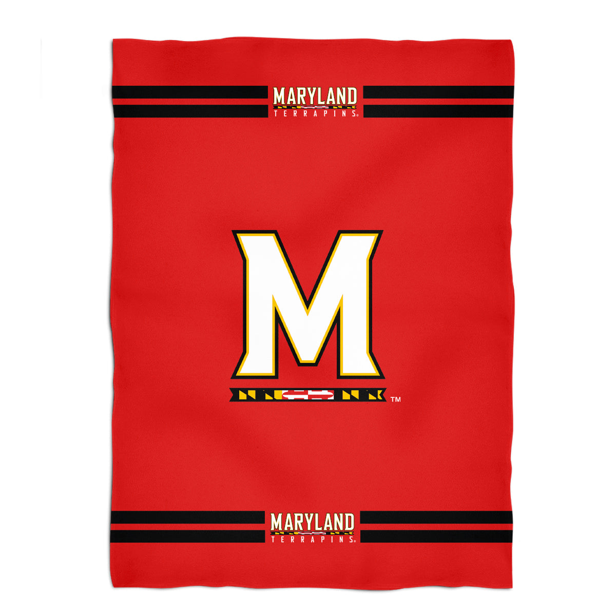 Maryland Terrapins Game Day Soft Premium Fleece Red Throw Blanket 40 x 58 Logo and Stripes