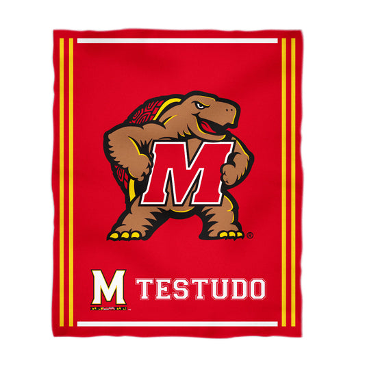 University of Maryland Terrapins Kids Game Day Red Plush Soft Minky Blanket 36 x 48 Mascot