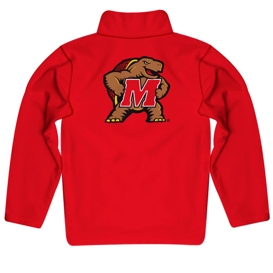 Mouseover Image, Maryland Terrapins Game Day Solid Red Quarter Zip Pullover for Infants Toddlers by Vive La Fete