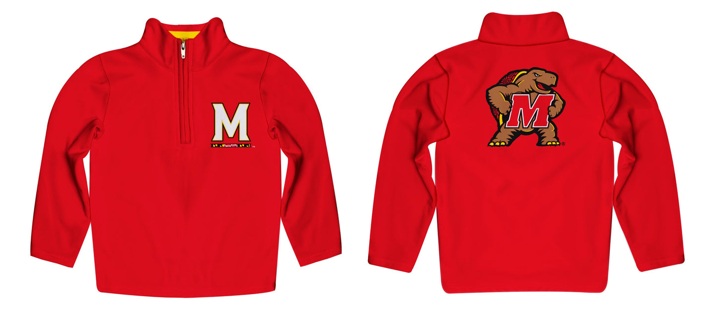 Maryland Terrapins Game Day Solid Red Quarter Zip Pullover for Infants Toddlers by Vive La Fete