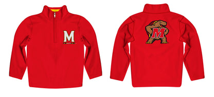 Maryland Terrapins Game Day Solid Red Quarter Zip Pullover for Infants Toddlers by Vive La Fete