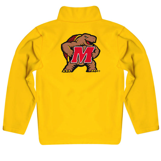 Mouseover Image, Maryland Terrapins Game Day Solid Yellow Quarter Zip Pullover for Infants Toddlers by Vive La Fete