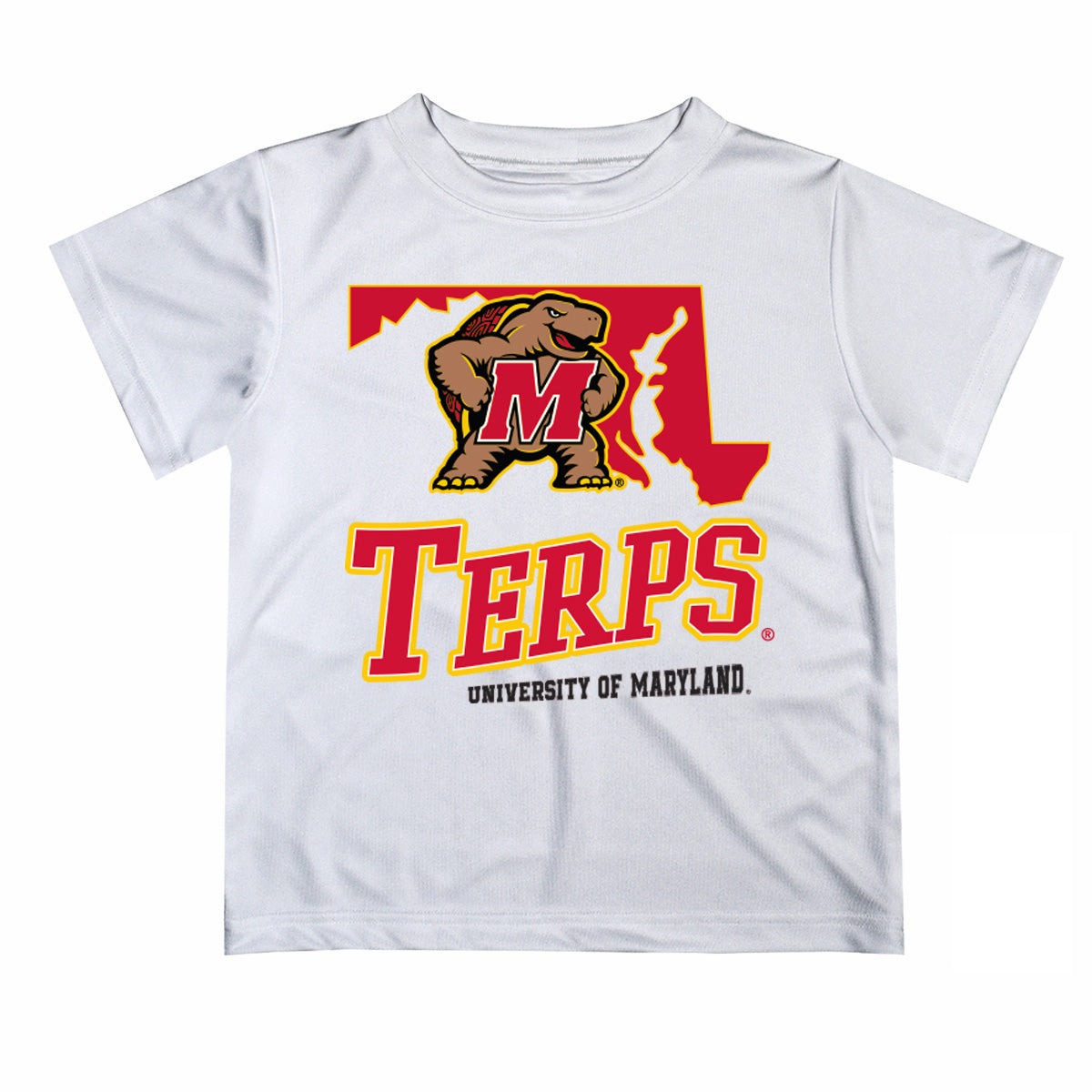 Maryland Terrapins Vive La Fete State Map Heather Gray Short Sleeve Tee Shirt