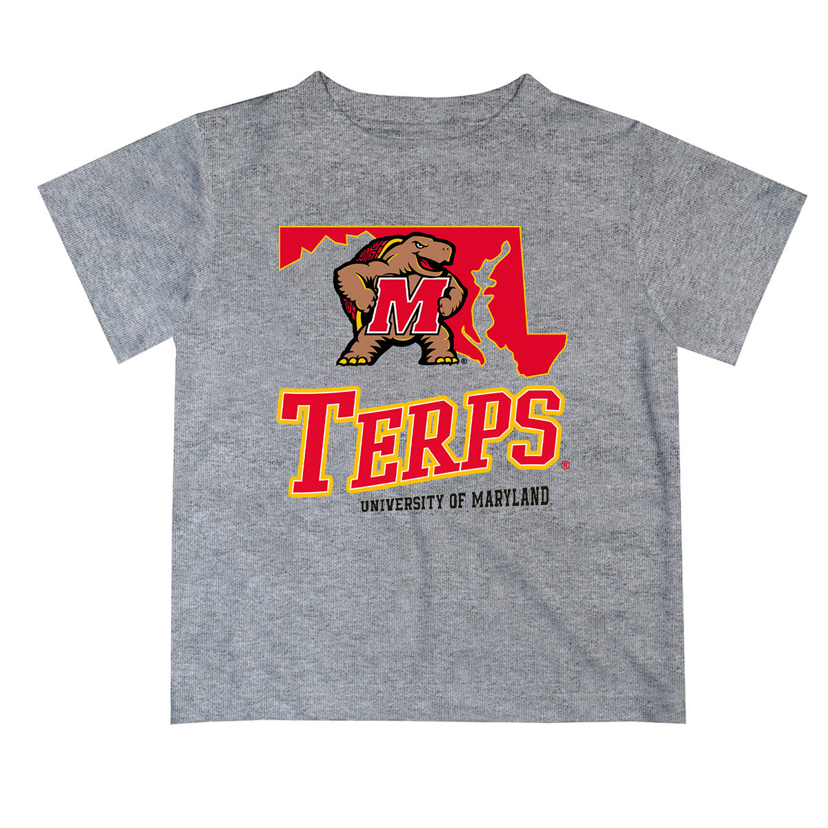 Maryland Terrapins Vive La Fete State Map Black Short Sleeve Tee Shirt