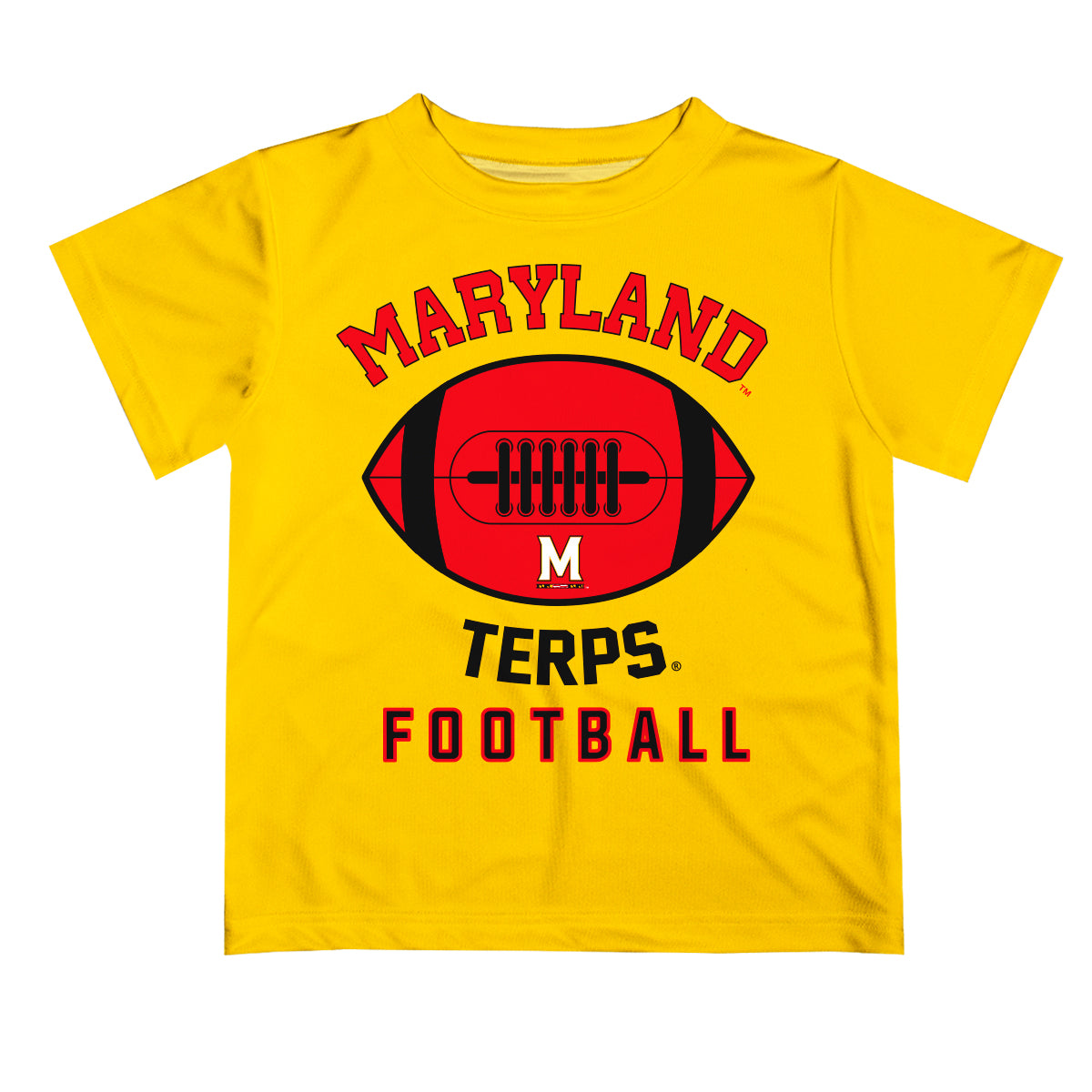 University of Maryland Terrapins Vive La Fete Football V2 Yellow Short Sleeve Tee Shirt