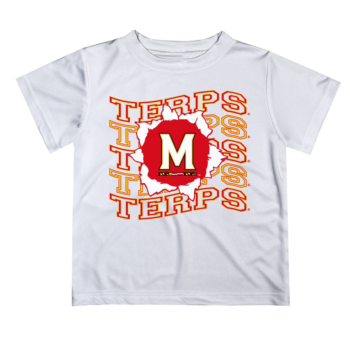 University of Maryland Terrapins Vive La Fete  White Art V1 Short Sleeve Tee Shirt