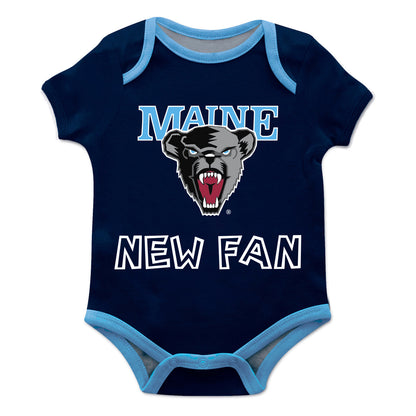 Maine Black Bears Infant Game Day Navy Short Sleeve One Piece Jumpsuit by Vive La Fete