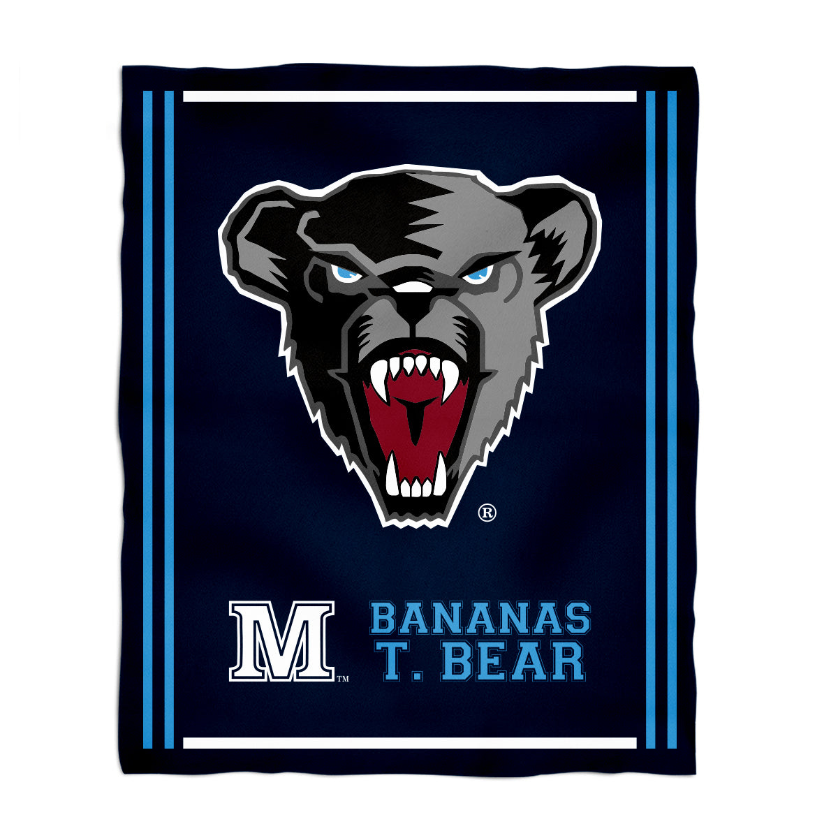Maine Black Bears Kids Game Day Navy Plush Soft Minky Blanket 36 x 48 Mascot