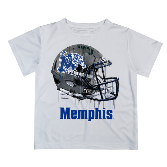 Memphis Tigers Original Dripping Football White T-Shirt by Vive La Fete