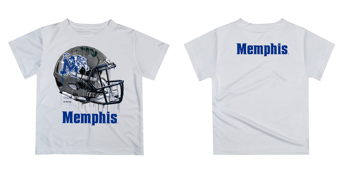 Memphis Tigers Original Dripping Football White T-Shirt by Vive La Fete