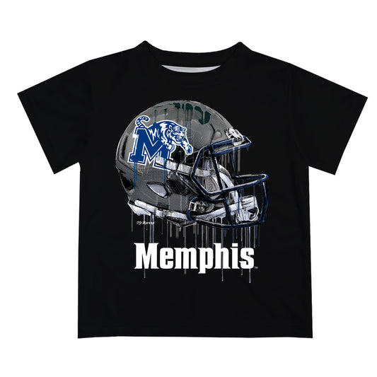 Memphis Tigers Original Dripping Football Black T-Shirt by Vive La Fete