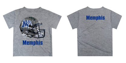 Memphis Tigers Original Dripping Football Heather Gray T-Shirt by Vive La Fete