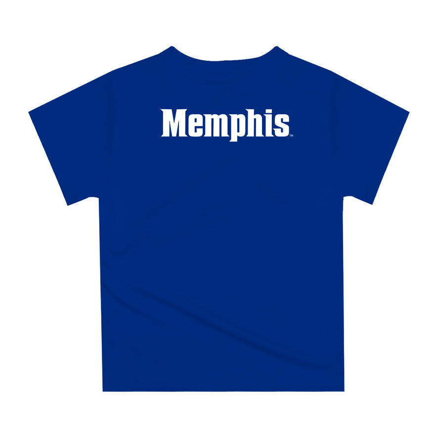 Memphis Tigers Original Dripping Football Blue T-Shirt by Vive La Fete