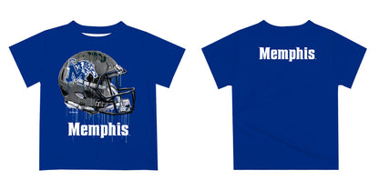 Memphis Tigers Original Dripping Football Blue T-Shirt by Vive La Fete