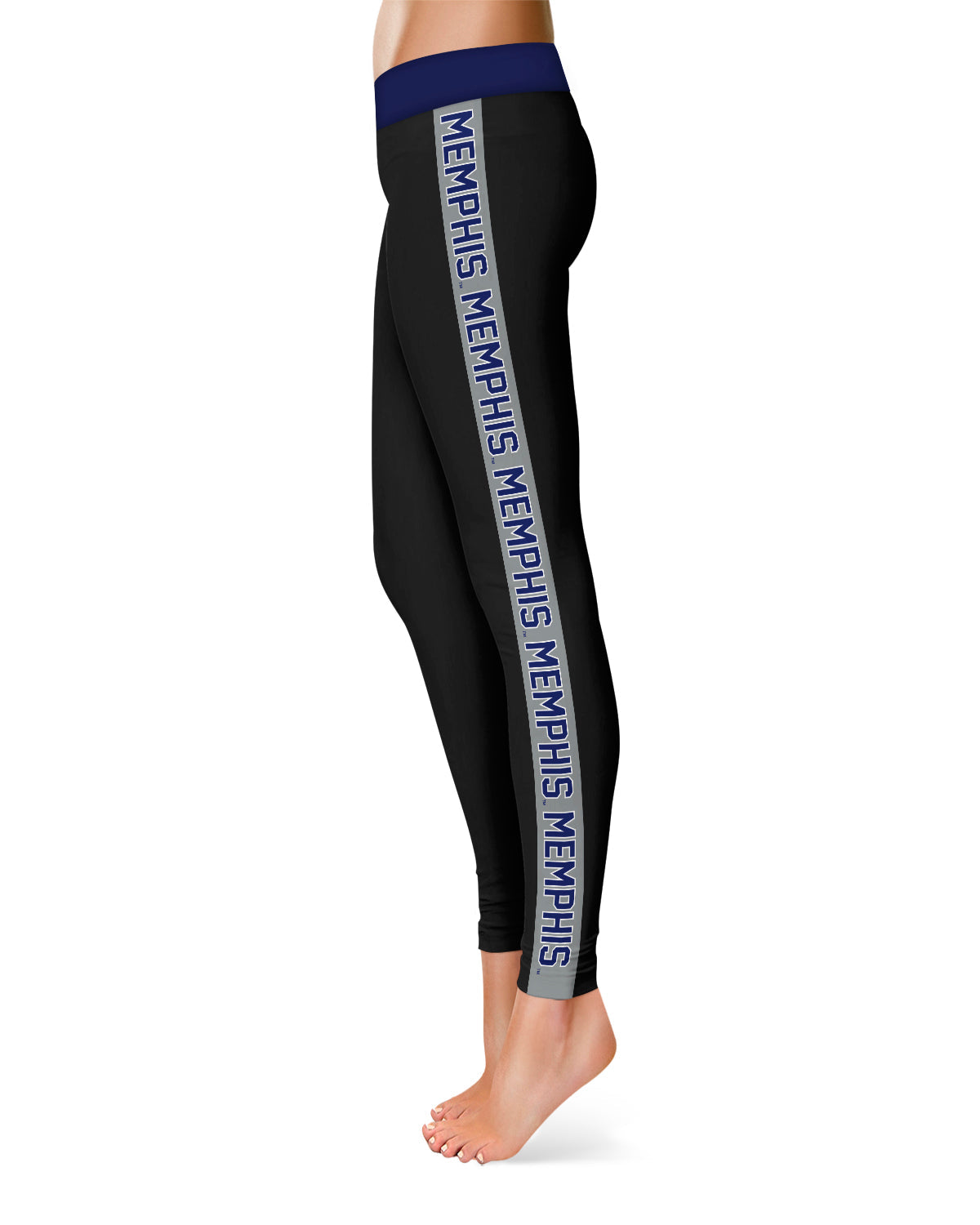 Memphis Tigers Gold Stripe Black Leggings