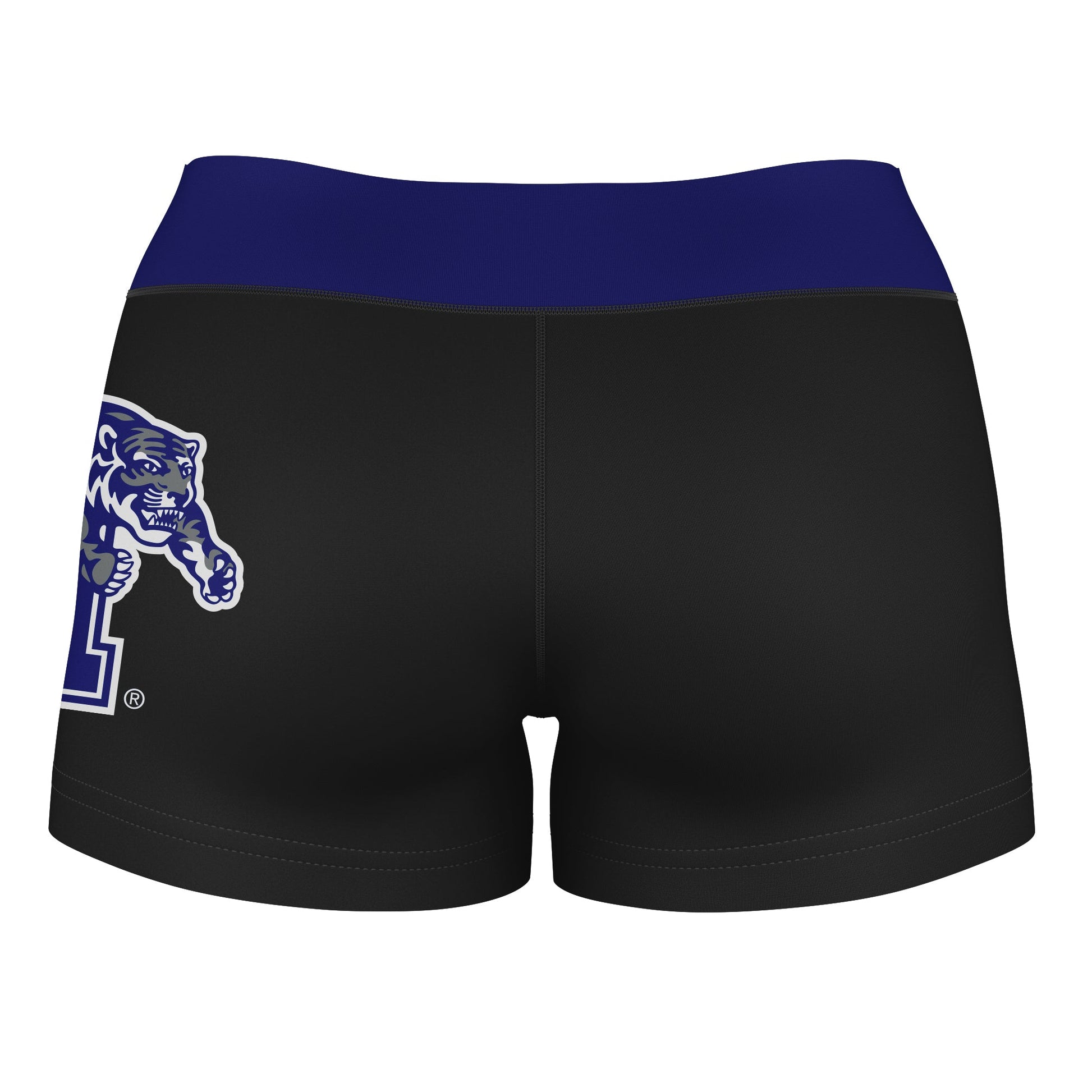 Memphis Tigers Vive La Fete Game Day Logo on Thigh and Waistband Black & Blue Women Yoga Booty Workout Shorts 3.75 Inseam" - Vive La F̻te - Online Apparel Store