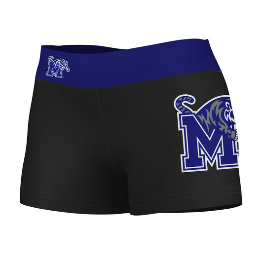 Memphis Tigers Vive La Fete Game Day Logo on Thigh and Waistband Black & Blue Women Yoga Booty Workout Shorts 3.75 Inseam" - Vive La F̻te - Online Apparel Store