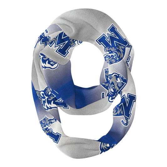 Memphis Tigers Vive La Fete All Over Logo Game Day Collegiate Women Ultra Soft Knit Infinity Scarf