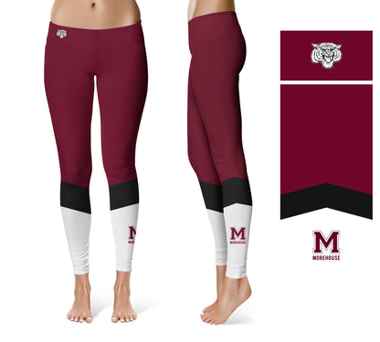 Morehouse Maroon Tigers Vive La Fete Game Day Collegiate Ankle Color Block Women Maroon White Yoga Leggings