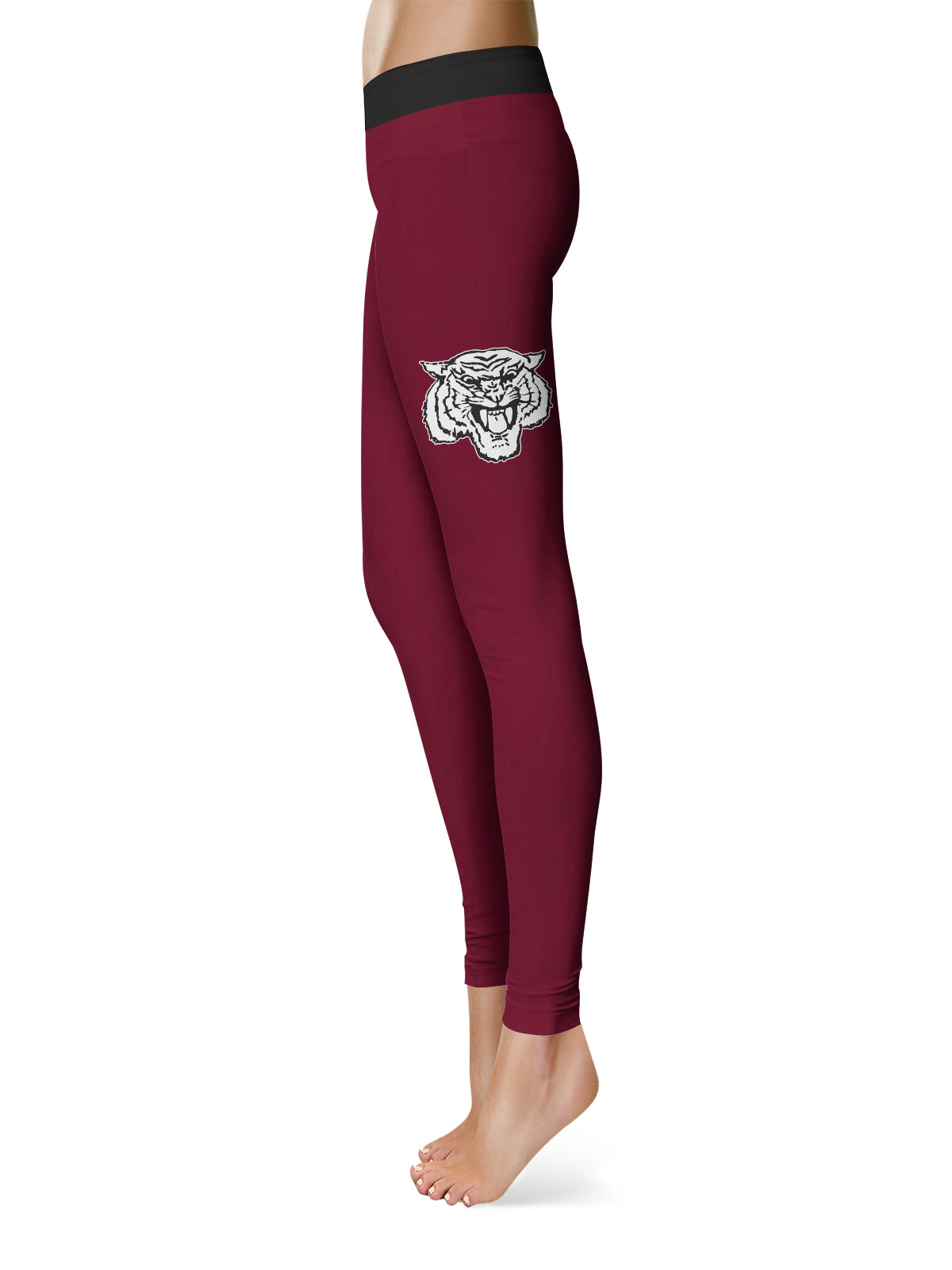 Morehouse College Maroon Tigers Vive La Fete Collegiate Logo on Thigh Maroon Women Yoga Leggings 2.5 Waist Tights