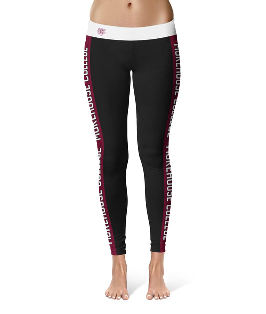 Morehouse Maroon Tigers Vive La Fete Game Day Collegiate Maroon Stripes Women Black Yoga Leggings 2 Waist Tights