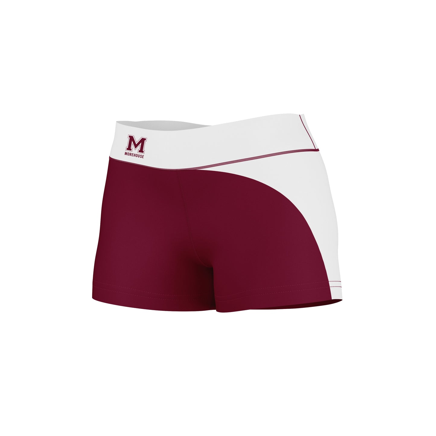 Morehouse Maroon Tigers Vive La Fete Collegiate Waist Color Block Women Maroon White Optimum Yoga Short - Vive La F̻te - Online Apparel Store