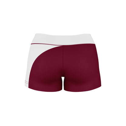 Morehouse Maroon Tigers Vive La Fete Collegiate Waist Color Block Women Maroon White Optimum Yoga Short - Vive La F̻te - Online Apparel Store