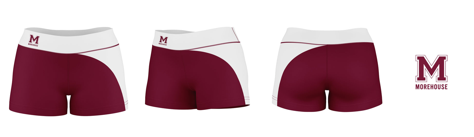 Morehouse Maroon Tigers Vive La Fete Collegiate Waist Color Block Women Maroon White Optimum Yoga Short - Vive La F̻te - Online Apparel Store