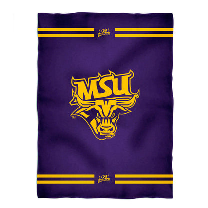 MSU Mavericks Game Day Soft Premium Fleece Purple Throw Blanket 40 x 58 Logo and Stripes