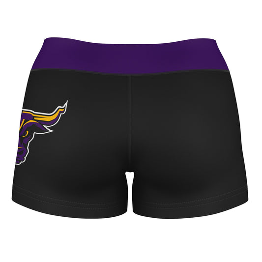 Mouseover Image, MSU Mavericks Vive La Fete Logo on Thigh and Waistband Black & Purple Women Yoga Booty Workout Shorts 3.75 Inseam"