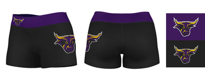 MSU Mavericks Vive La Fete Logo on Thigh and Waistband Black & Purple Women Yoga Booty Workout Shorts 3.75 Inseam" - Vive La F̻te - Online Apparel Store