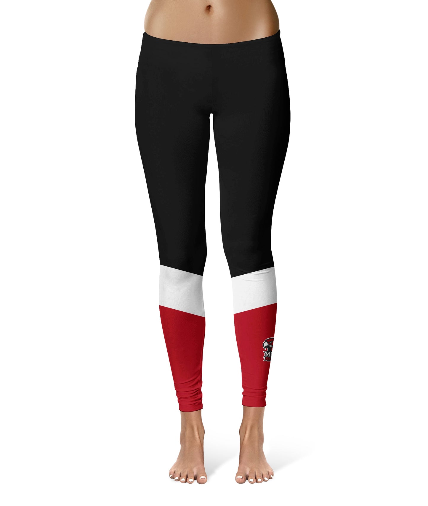 Miami Ohio RedHawks Vive La Fete Game Day Collegiate Ankle Color Block Women Black Red Yoga Leggings