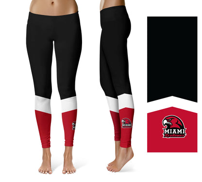 Miami Ohio RedHawks Vive La Fete Game Day Collegiate Ankle Color Block Women Black Red Yoga Leggings