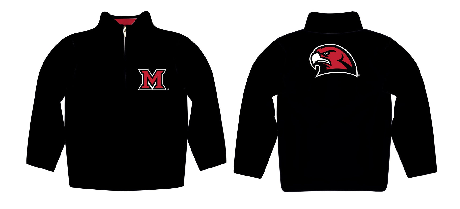 Miami Ohio RedHawks Game Day Solid Black Quarter Zip Pullover for Infants Toddlers by Vive La Fete