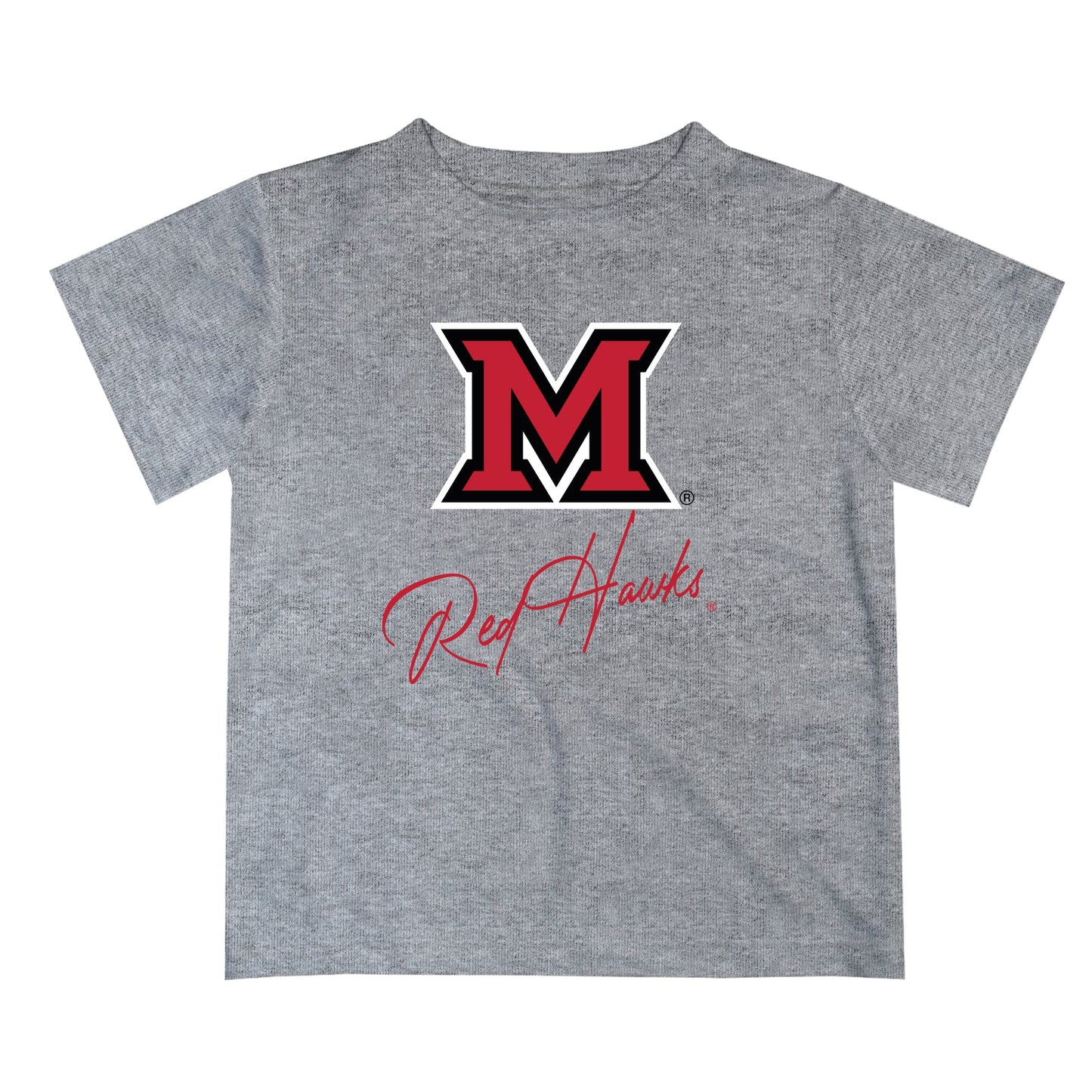 Miami Ohio RedHawks Vive La Fete Script V1 Gray Short Sleeve Tee Shirt