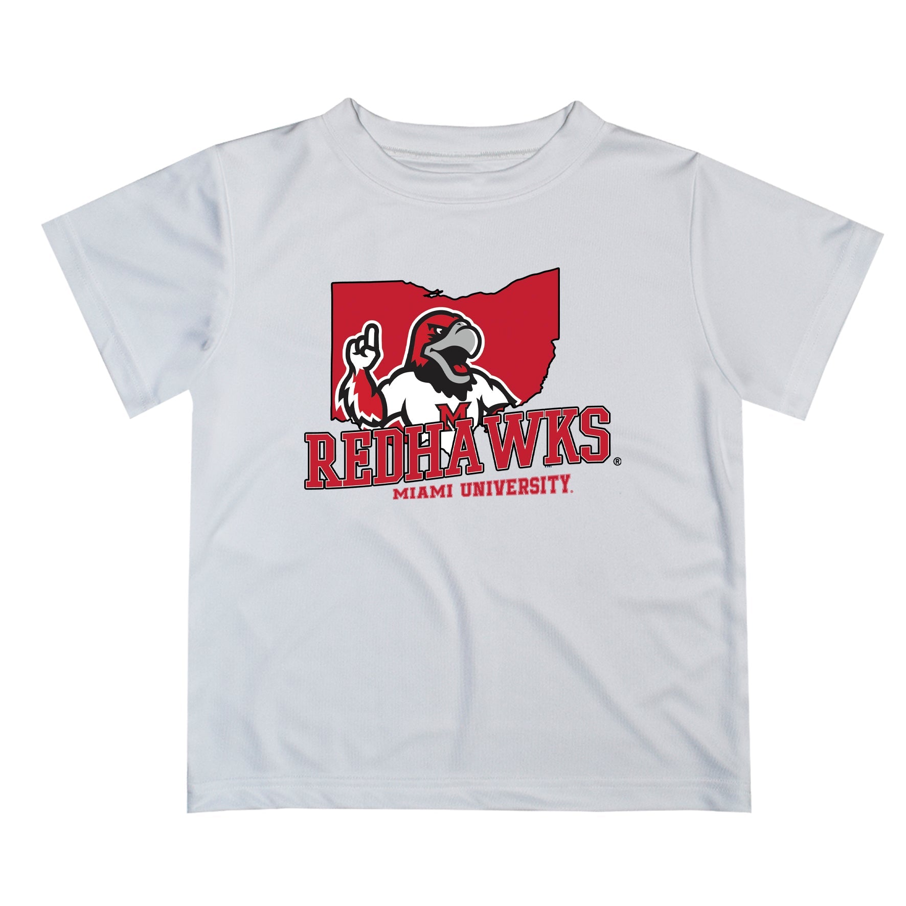 Miami Ohio RedHawks Vive La Fete State Map White Short Sleeve Tee Shirt