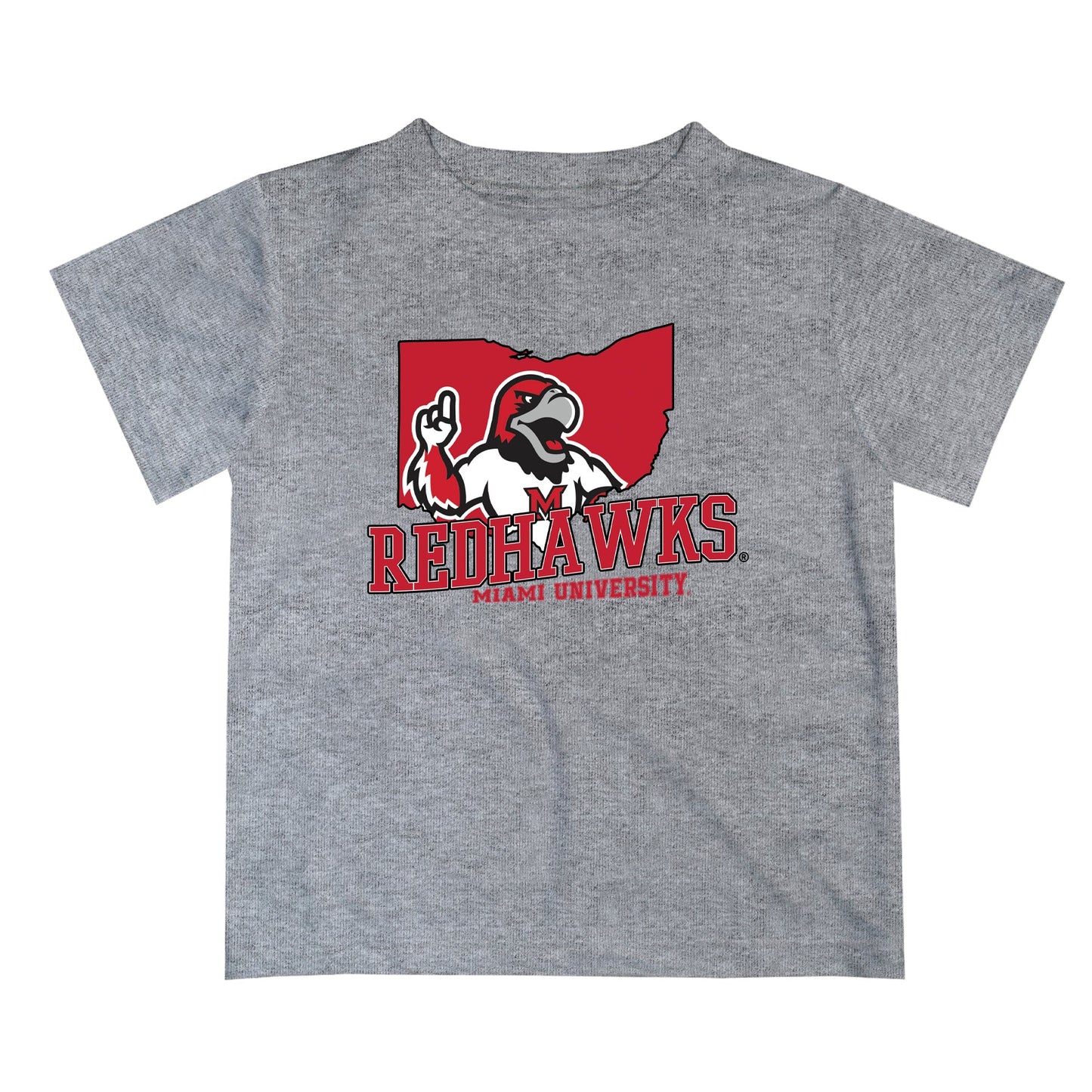 Miami Ohio RedHawks Vive La Fete State Map Gray Short Sleeve Tee Shirt