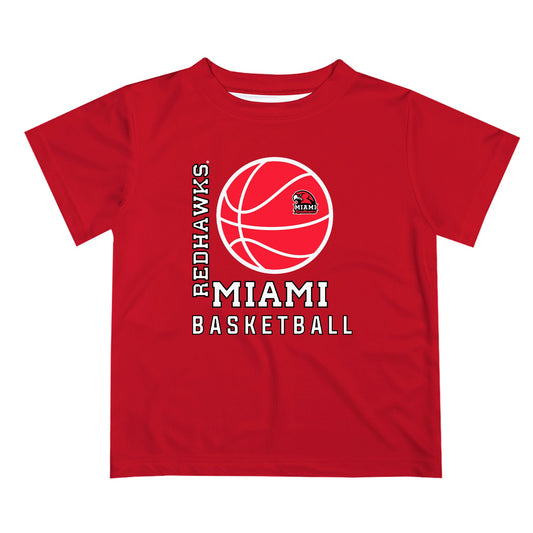 Miami Ohio RedHawks Vive La Fete Basketball V1 Red Short Sleeve Tee Shirt