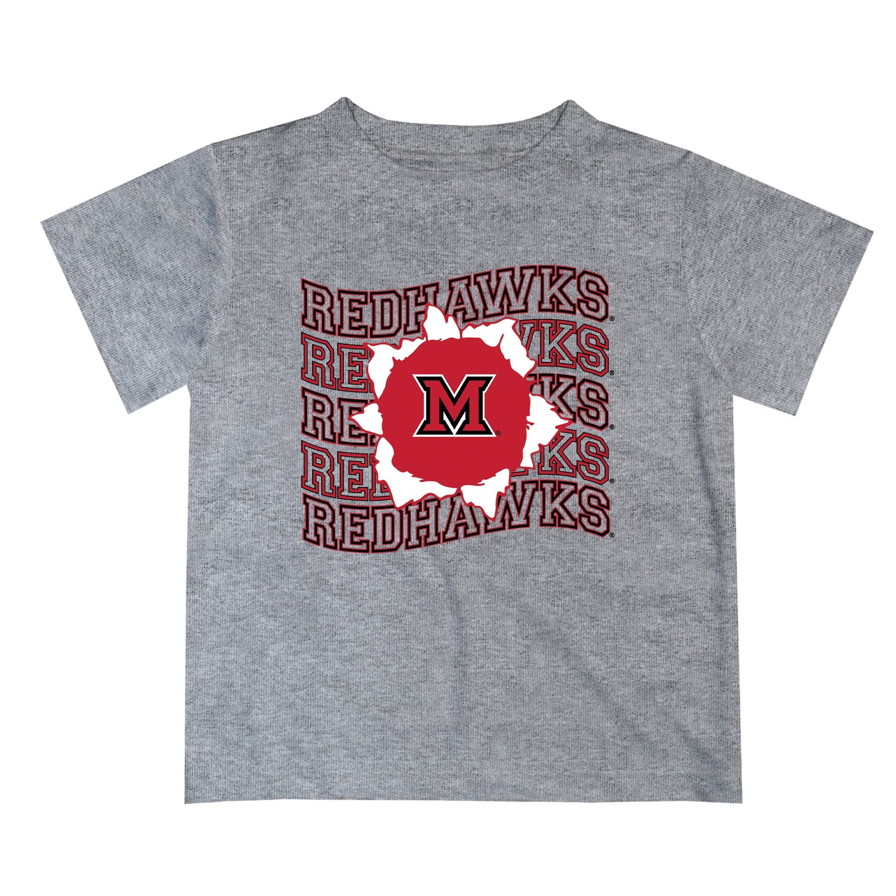 Miami Ohio RedHawks Vive La Fete  Gray Art V1 Short Sleeve Tee Shirt