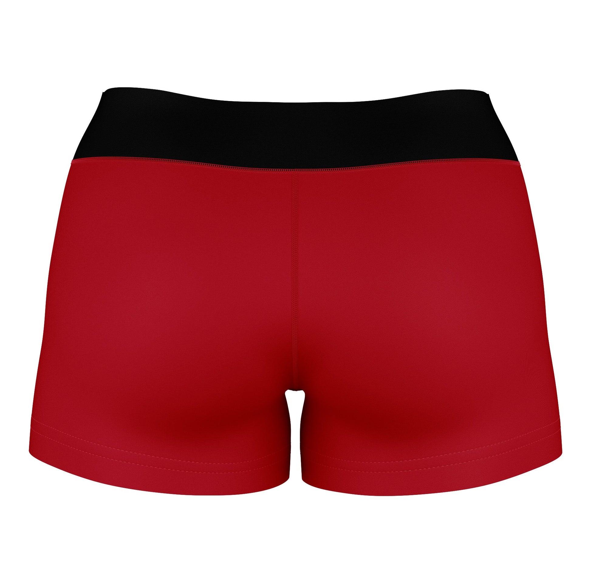Miami Ohio RedHawks Vive La Fete Logo on Thigh & Waistband Red Black Women Yoga Booty Workout Shorts 3.75 Inseam - Vive La F̻te - Online Apparel Store