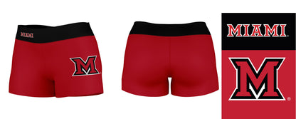 Miami Ohio RedHawks Vive La Fete Logo on Thigh & Waistband Red Black Women Yoga Booty Workout Shorts 3.75 Inseam - Vive La F̻te - Online Apparel Store