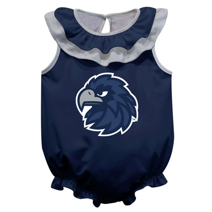 Monmouth Hawks Navy Sleeveless Ruffle One Piece Jumpsuit Logo Bodysuit by Vive La Fete