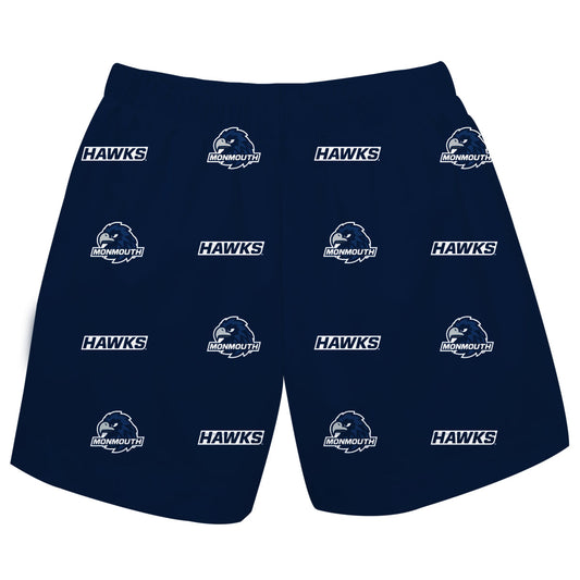 Monmouth Hawks Boys Game Day Elastic Waist Classic Play Navy Pull On Shorts