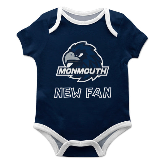 Monmouth Hawks Infant Game Day Navy Short Sleeve One Piece Jumpsuit by Vive La Fete