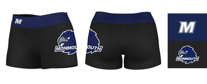 Monmouth Hawks Vive La Fete Game Day Logo on Thigh & Waistband Black & Navy Women Booty Workout Shorts 3.75 Inseam" - Vive La F̻te - Online Apparel Store