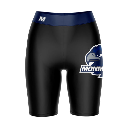 Monmouth Hawks Vive La Fete Game Day Logo on Thigh and Waistband Black and Navy Women Bike Short 9 Inseam"